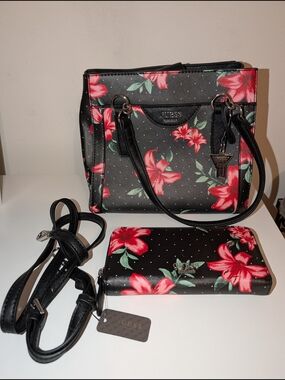 Guess Floral Handbag and Wallet Set